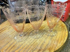 3 Rose Pink Fostoria 5098 June Iced Tea Tumblers Each With Issues