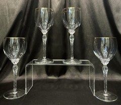Set Of 4~Lenox~Monroe Gold Trim~Crystal Wine Glasses 7 5/8 Inch~EUC