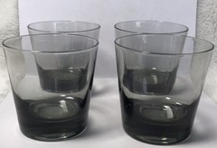 Vintage Smoke Glass Lowball Drinking Glasses – Barware – 3.25” Set Of 4