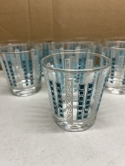 SET OF 8 MCM BLUE & GREY GLASSES 3” EXCELLENT ANCHOR?? ATOMIC ??