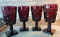 Set of 4 Mosser Glass USA Cambridge Spirits Goblets Amethyst Plum