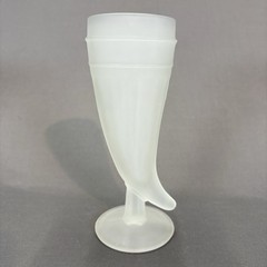 Tiara Indiana Glass Frosted Powder Horn Pilsner Beer Mug 8 1/4″ Set of 4