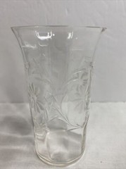 Vintage Etched ? Glass Juice Tumbler Floral Daisy Design 5”