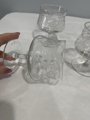 Vintage etched clear seafood cocktail serving snifter glasses set of 5