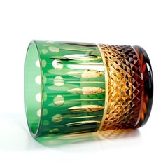 Whiskey Crystal Edo Kiriko Hand Cut To Clear Wiskey Wine Beer Glass 250ml Green