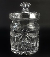 Vintage 24% Crystal Biscuit Barrel Candy Jar Made In Poland 5⅛» Tall