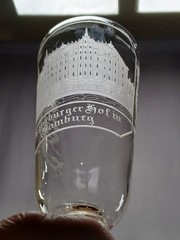 Antique German Engraved Hamburger Hof in Hamburg Flint Ale Glass C. 1883-1890s