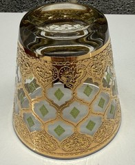 7 Culver Valencia 22 Karat Gold Double Old Fashion Flared Green Diamond Glasses