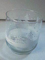 Libbey White Evergreen Snow Pine Trees Double Old Fashioned Glass