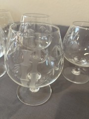 Vintage Noritake Sasaki Bamboo etched Crystal Set 6 Brandy Snifter 4.25″