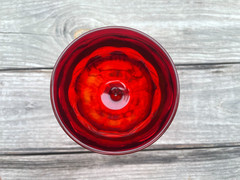 Vintage Ruby Red Viking Glass Arlington Pattern Goblet – About 3.75″Wx7″H