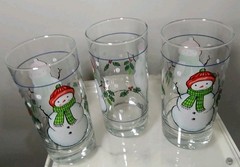 Set Of 5 Vintage Snowman Christmas Glasses – Tumbler Highball Glasses 6″ – AC2