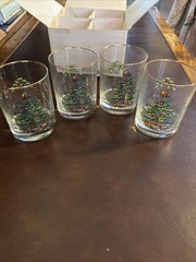 Spode Christmas Tree Double Old-Fashioned Glasses Set Of 4 USED