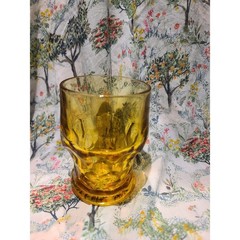 Anchor Hocking Glass Tumbler Georgian Honeycomb Amber 4 1/2” Tall