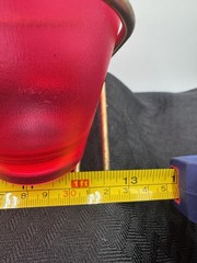 Vintage Drinkwear Caddy With 8 Red Plastic Glasses