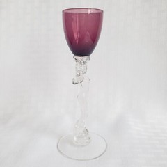 CAMBRIDGE Nude Stem 6 1/8″ Cordial Amethyst Glass Statuesque Brandy 1 oz