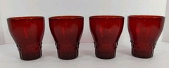Set of 4 Anchor Hocking Royal Ruby Red Windsor 9 oz. Flat Water Tumblers 1950’s