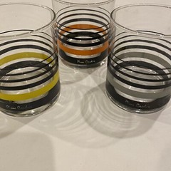 Pierre Cardin Vintage Sasaki Lowball Drinking Glasses Rare Gradient Striped 3