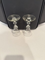 Pair VTG 1950’s Libbey Glass Columbian pattern pressed glass sherry stems