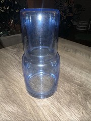 Vintage Blue Glass Tumble Up Bedside Carafe
