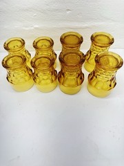 8 Vintage Viking Glass Amber Georgian Honeycomb Glasses Heavyweight 4 Of Ea Size