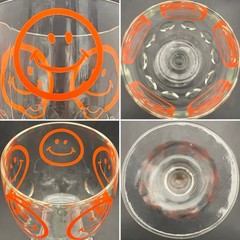 Bartlett Collins 6pc Pokee Peace•Keep On Truckin•Happy Face Goblets c1970s USA