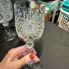 Libbey Hobstar glass water goblets set of 5 Stemware barware wine glasses