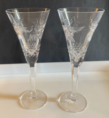 Set of 2 WATERFORD CRYSTAL MILLENNIUM Dove PEACE CHAMPAGNE TOASTING FLUTES