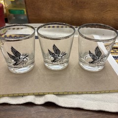 MCM Canada Goose Bird Water Fowl Lowball Glasses Set Of 8 Retro Vintage