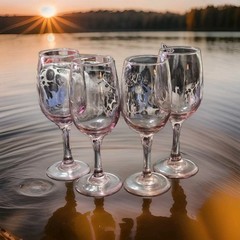 Arcoroc Rosaline Pink Swirl Oversized 7.25″ Wine Goblets France Set 9 Rare 1980