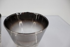 Vitreon Queens Lusterware Silver Fade Ombre Rocks Glasses Set of 3 Vintage MCM