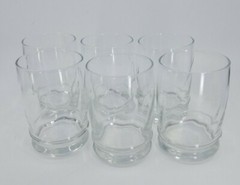 Vntg. Set 6 Libbey Clear Glass Optic Swirl Ribbed Bottom Juice Glass. 8 oz. Star