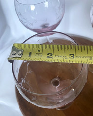 Set of 3 VTG Lenox Crystal «Heather Pink » Balloon Etched Wine Glasses 8-7/8″ T.