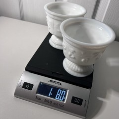 2-Vtg Milk Glass Indiana Glass Colony Harvest Grape Footed Goblets Dessert Cups