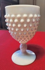 VINTAGE Fenton HOBNAIL MILK Glass No. 3845 (5-5/8″ H) 8 oz WATER GOBLET 1954-75