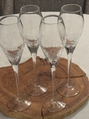 Pier 1 Reflections Clear Crackle Glass Champagne Flutes 9 7/8” Set Of 4