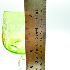 Ajka Marsala Emerald Green Cut to Clear Crystal Hock Wine Glass Roemer 8.25″