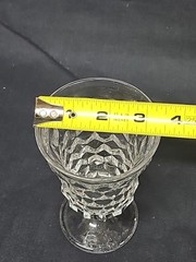 Fostoria American Cubist Clear Glass Low Water Goblet 5.5” Manganese UV Glow