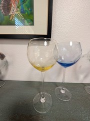 Vintage Lenox Butterfly Meadow Etched Balloon Goblets Set of 4 Different Colors