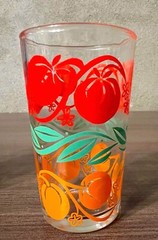 Vintage Mid Century Juice Glasses Orange Tomato Set of 2 Retro 4″