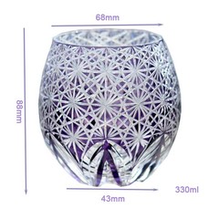 Cut Crystal Whiskey Glass Tumbler Edo Kiriko Drinkware Hand Cut Clear 9oz Purple