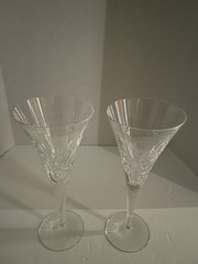 ROYAL DOULTON CUT CRYSTAL ABACUS SET OF 2 MARTINI/COCKTAIL 9.5” GLASS STEMWARE