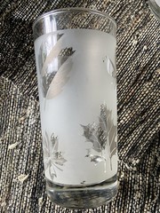 MCM Libbey Silver Leaf Frosted Tumbler Drinking Glasses Vintage 1950s – Set of 4