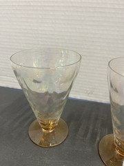 Fenton Iridescent Optic Loop Water Glass Amber Fostoria Tiffin MCM Glasses