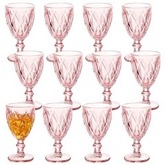 Vintage Glass Goblet Set – 10 oz Embossed Stemmed Cups for Wine, Iced Tea, Juice