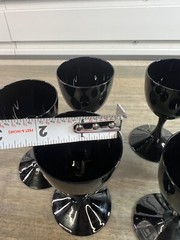 Set of Black BLOCK Crystal Capers Wine Glasses, Pitcher – Midnight – MCM