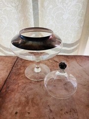 Dorothy Thorpe Glass Apothecary Jar Good Band Candy Dish MCM