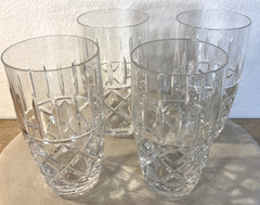 Heavy Crystal 5.75” Tall Highball Water Glasses Diamond & Vertical Cuts Set of 4