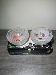 Crystal Clear Studios Crystal Bowls Casandra 6″ Set of 4 Flowers Vintage 1987