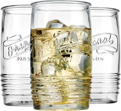 Set of 4 Glass Tumbler Drinking Glasses Genuine Artisan-Made Vintage 20 Oz